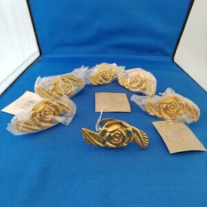 Set of 6 Vintage “Brass Rose” Napkin Rings Holders – Town & Country Living